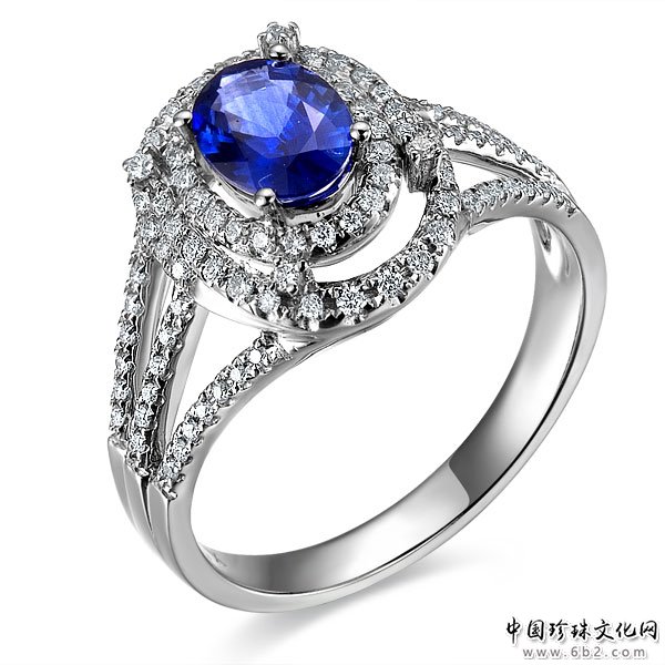 》》点击进入【蓝色妖姬】 白18k金天然蓝宝石戒指